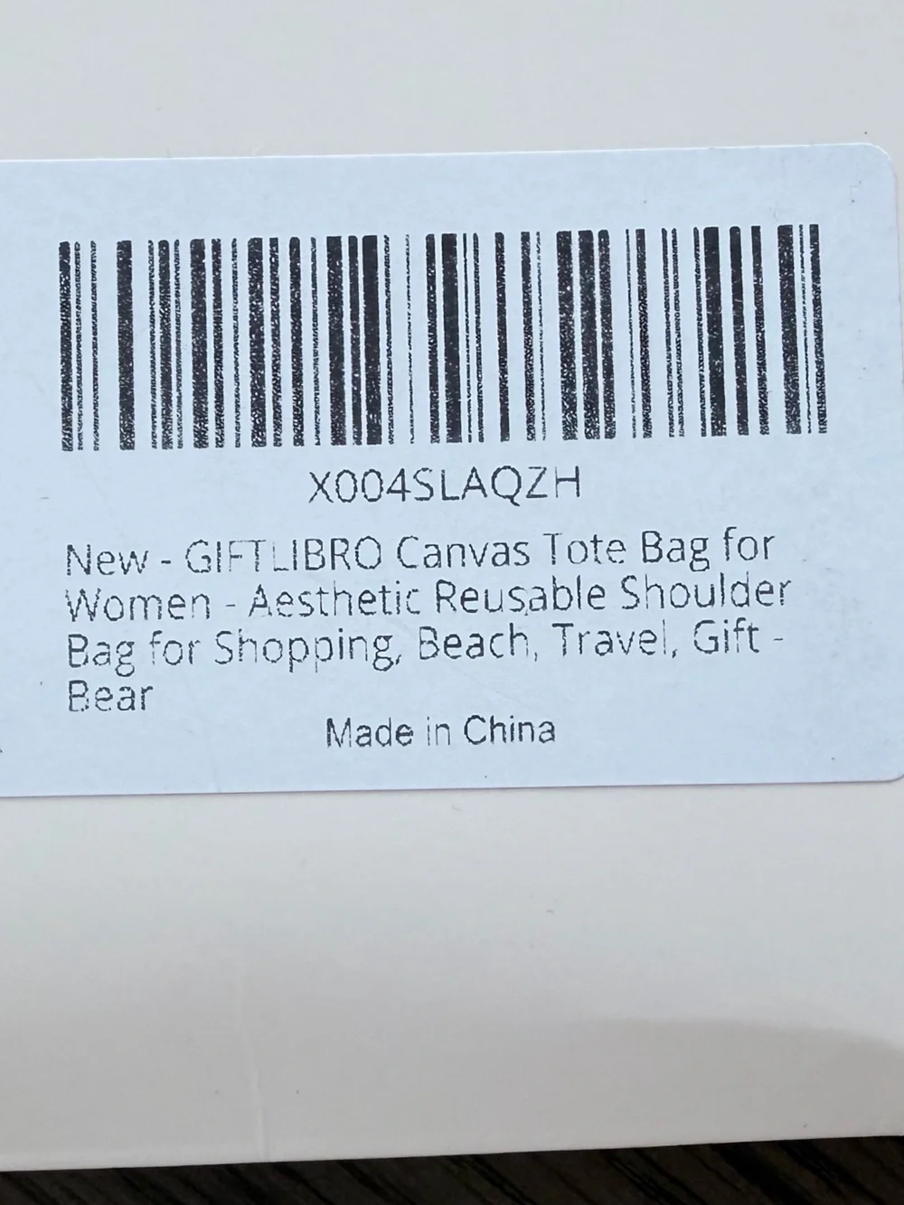 NWT White Tote Bag with Cute Mama Bear Print